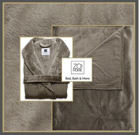 Cara fleece plaid en badjas in de kleur Steeple Taupe zo-home-plaid- badjas cara-