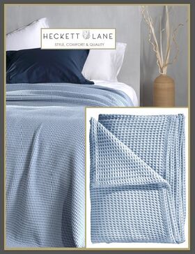 Heckettlane-wafel-plaid-Ice -blue. details. Let op!! Kleuren kunnen iets afwijken van de foto